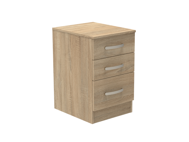 Caversham 3 Drawer Bedside Chest with Top Drawer Lock 400mm wide