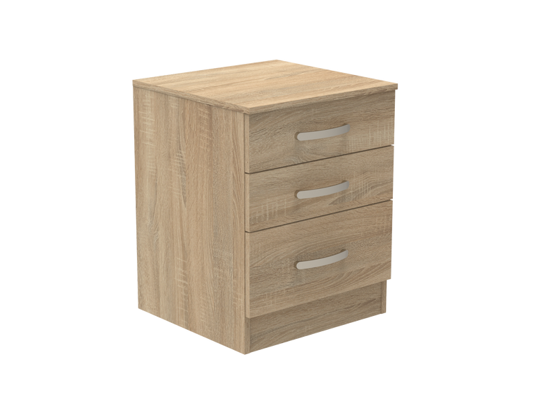 Caversham 3 Drawer Bedside Chest with Top Drawer Lock 500mm wide